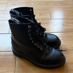 Dr. Martens Black Lace Up Boots with embossed barbed wire